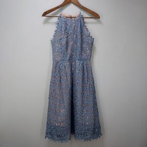 Bhldn Sleeveless Lace Midi Dress in Dusty Blue
